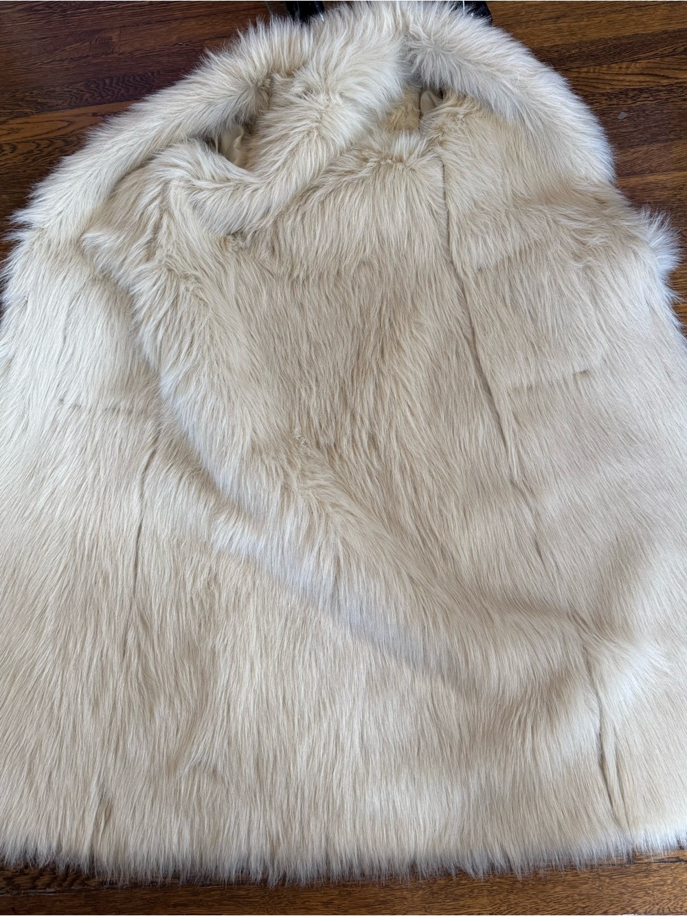 Ivory sheepskin shearling fur coat leather faux fur trim size small - Picture 11 of 16